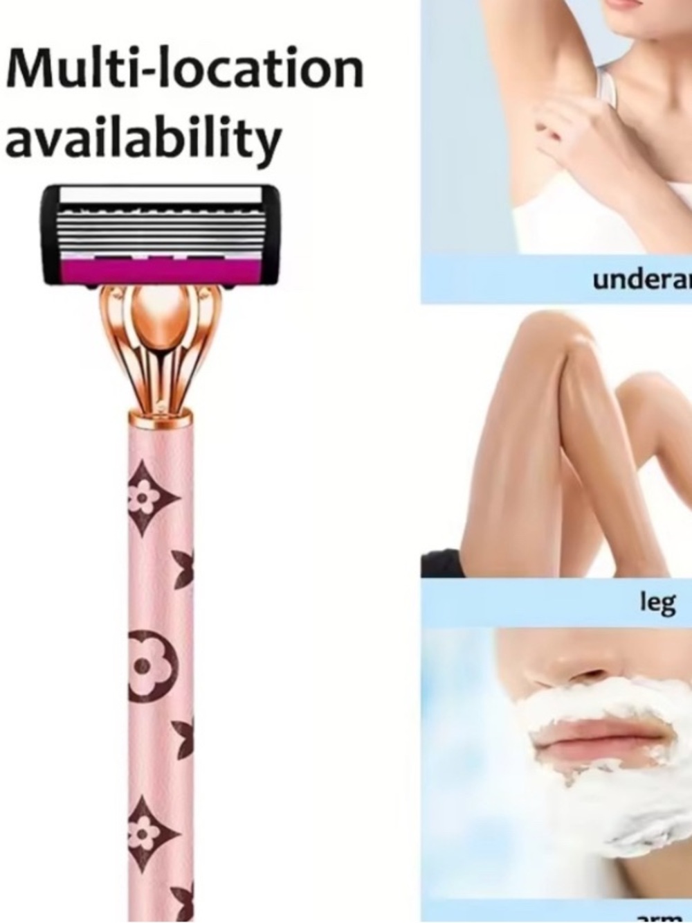 Pink Patterned Razor with 3 Replacement Cartridges - Picture 3 of 5